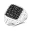 Anillo de Compromiso de Diamante Negro Genuino de 0.54 Quilates en Plata de Ley