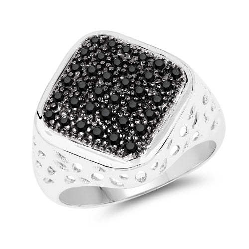 Anillo de Compromiso de Diamante Negro Genuino de 0.54 Quilates en Plata de Ley