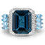 Anillo de Topacio Azul de Londres y Topacio Azul Suizo de 8.17 Quilates