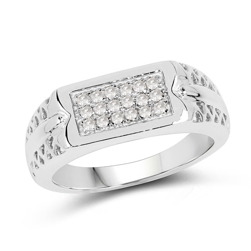 0.27 Carat Genuine White Diamond Sterling Silver Engagement Ring