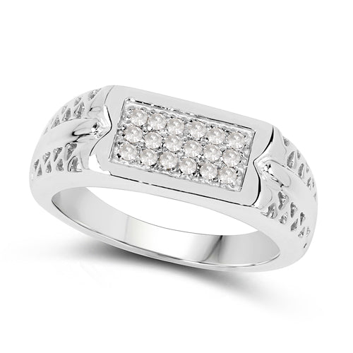 0.27 Carat Genuine White Diamond Sterling Silver Engagement Ring