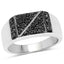 Anillo de Compromiso de Diamante Negro Genuino de 0.35 Quilates en Plata de Ley