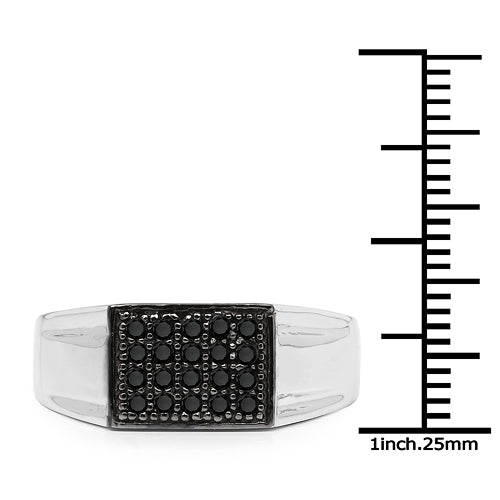 0.30 Carat Genuine Black Diamond Sterling Silver Engagement Ring
