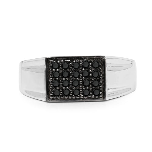 0.30 Carat Genuine Black Diamond Sterling Silver Engagement Ring
