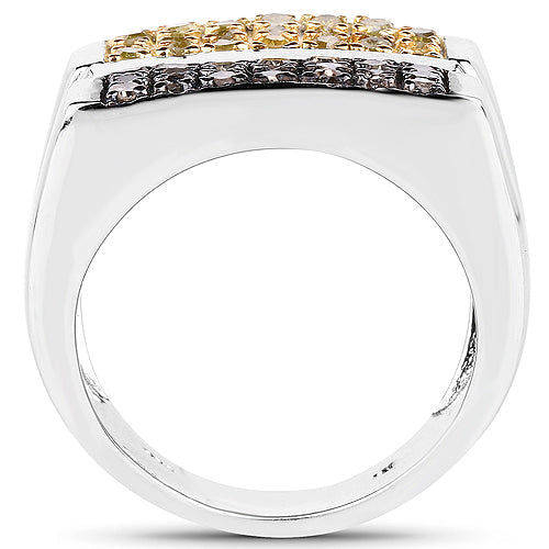 Bague en diamant champagne et jaune de 0,63 carat en argent sterling