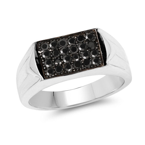 Bague de fiançailles en argent sterling avec diamant noir véritable de 0,42 carat