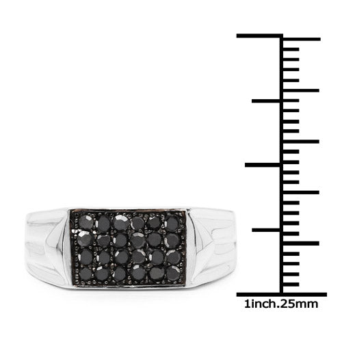 Bague de fiançailles en argent sterling avec diamant noir véritable de 0,42 carat