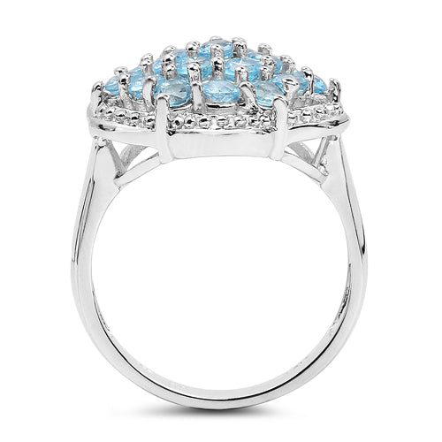 1.90 Carat Swiss Blue Topaz Sterling Silver Engagement Ring