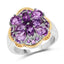 Two Tone Plated 2.66 Carat Genuine Amethyst Sterling Silver Ring