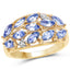 14K Yellow Gold Plated Tanzanite & White Topaz Cluster Ring