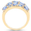 14K Yellow Gold Plated Tanzanite & White Topaz Cluster Ring
