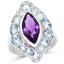 Bague en argent sterling avec améthyste de 5,30 carats et topaze bleue