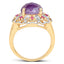 Bague cocktail en saphir rose et rubis plaquée or jaune 14K