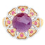 Bague cocktail en saphir rose et rubis plaquée or jaune 14K