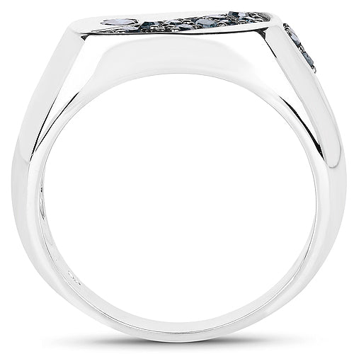 Bague de fiançailles en argent sterling avec diamant bleu véritable de 0,31 carat