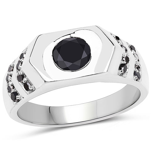 1.53 Carat Genuine Black Diamond Sterling Silver Engagement Ring