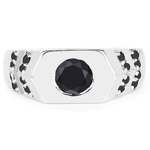 1.53 Carat Genuine Black Diamond Sterling Silver Engagement Ring