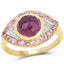 Anillo de Zafiro Rosa y Topacio Blanco Bañado en Oro Amarillo de 14K