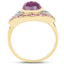 Anillo de Zafiro Rosa y Topacio Blanco Bañado en Oro Amarillo de 14K