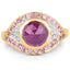 Anillo de Zafiro Rosa y Topacio Blanco Bañado en Oro Amarillo de 14K