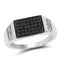 Anillo de Compromiso de Diamantes Negros y Blancos de 0.55 Quilates en Plata de Ley