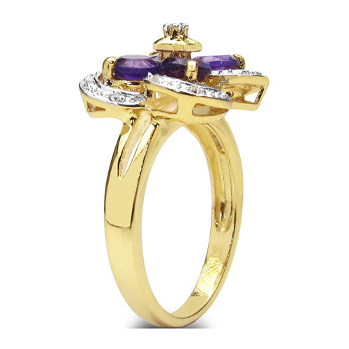 1.40 Carat Amethyst and White Topaz Sterling Silver Ring