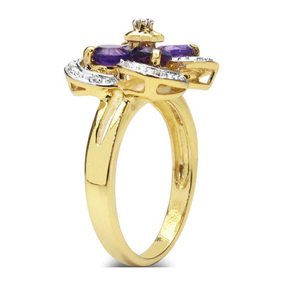 1.40 Carat Amethyst and White Topaz Sterling Silver Ring