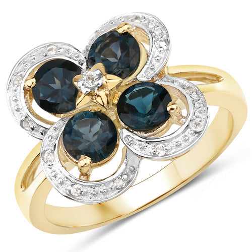 1.76 Carat London Blue Topaz & White Topaz Sterling Silver Ring