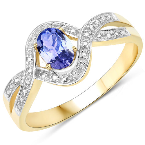 Anillo de Compromiso de Plata Esterlina con Tanzanita Genuina de 0.75 Quilates