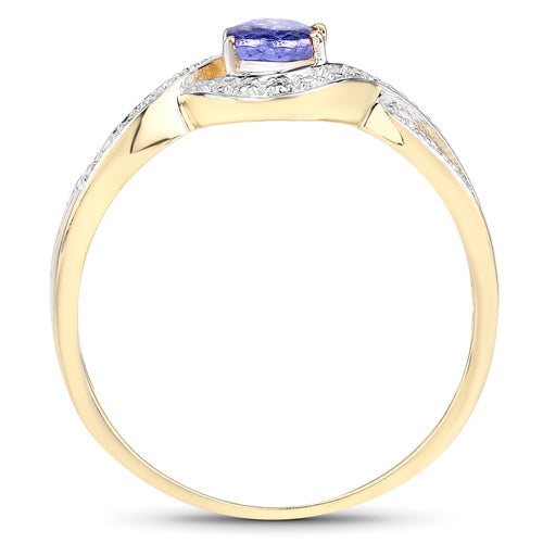 Anillo de Compromiso de Plata Esterlina con Tanzanita Genuina de 0.75 Quilates
