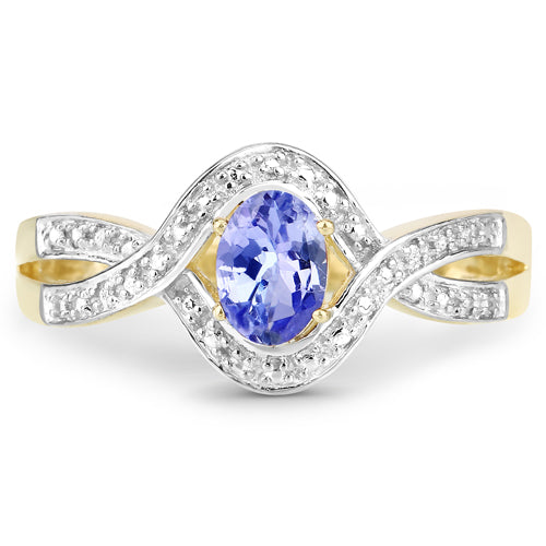 Anillo de Compromiso de Plata Esterlina con Tanzanita Genuina de 0.75 Quilates