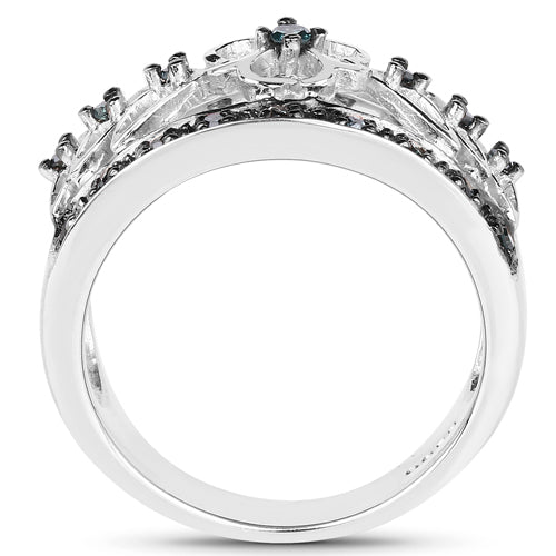 0.31 Carat Genuine Blue Diamond Sterling Silver Engagement Ring