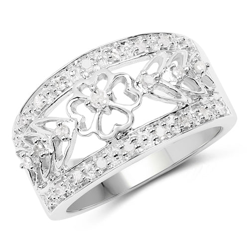 Bague de fiançailles en argent sterling avec diamant blanc de 0,31 carat