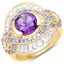 Bague Cocktail en Or Jaune 14K Plaqué Améthyste et Tanzanite