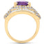 Bague Cocktail en Or Jaune 14K Plaqué Améthyste et Tanzanite