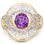 Bague Cocktail en Or Jaune 14K Plaqué Améthyste et Tanzanite