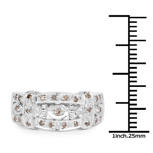 0.32 Carat Genuine Champagne Diamond Sterling Silver Ring