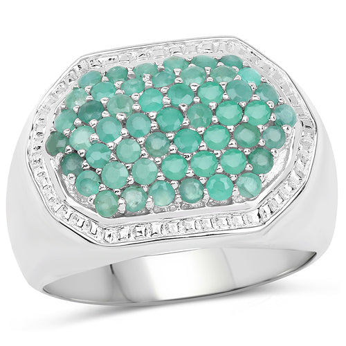 Bague de fiançailles en argent sterling .925 avec émeraude véritable de 1,43 carat