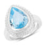 5.30 Carat Genuine Blue Topaz Sterling Silver Engagement Ring