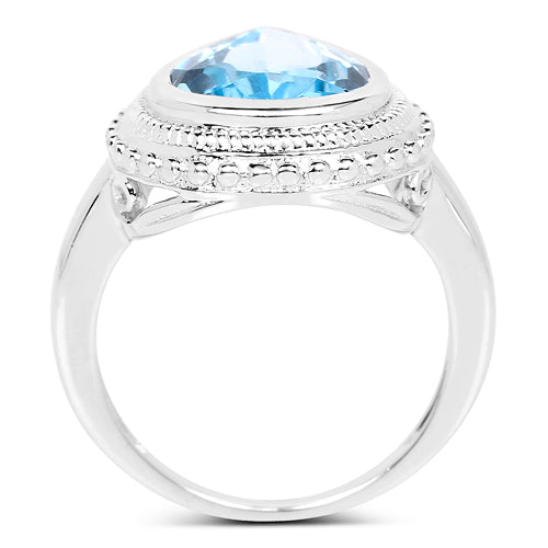 5.30 Carat Genuine Blue Topaz Sterling Silver Engagement Ring