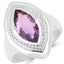 2.00 Carat Genuine Amethyst Sterling Silver Engagement Ring