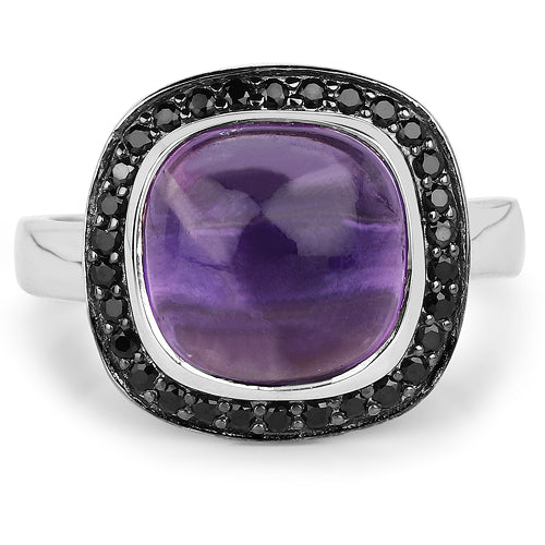 Anillo de Plata de Ley con Amatista y Espinela Negra de 5.25 Quilates