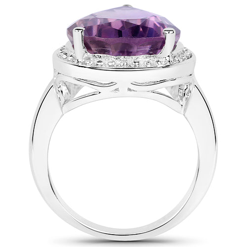 9.00 Carat Genuine Amethyst Sterling Silver Ring