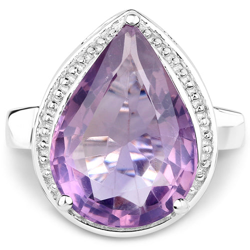 9.00 Carat Genuine Amethyst Sterling Silver Ring