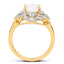 14K Yellow Gold Plated Opal and White Topaz Sterling Silver Ring