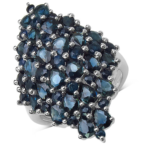 Anillo de plata esterlina con zafiro azul genuino de 4.70 quilates