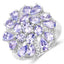 Elegant Tanzanite Cluster Ring in Sterling Silver