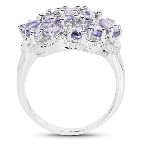 Elegant Tanzanite Cluster Ring in Sterling Silver