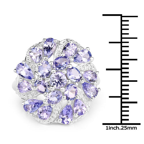 Elegant Tanzanite Cluster Ring in Sterling Silver