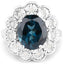 Anillo de plata esterlina con topacio azul de Londres y diamantes de 5.11 quilates